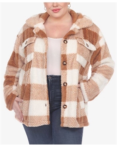 Куртка-рубашка в клетку больших размеров, цвет Coffee, White White mark