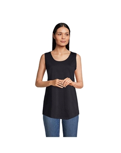 Женская хлопковая туника Supima с круглым вырезом и майкой для высоких женщин, черный Lands' end