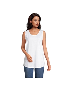 Женская хлопковая туника Supima с круглым вырезом и майкой для высоких женщин, белый Lands' end