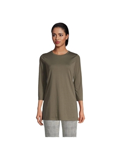 Женская хлопковая туника с круглым вырезом Supima с рукавом 3/4 Lands' end