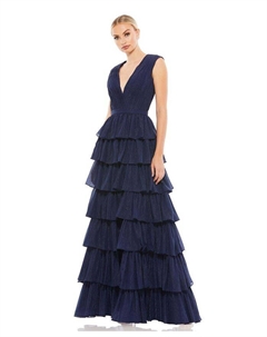 Женское многослойное платье с блестящими оборками Ieena, синий Mac duggal