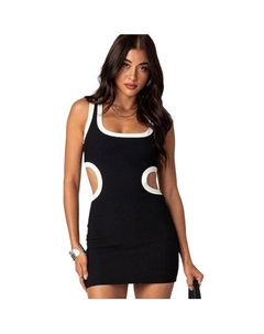 Женское мини-платье в рубчик с контрастным вырезом, черный Edikted