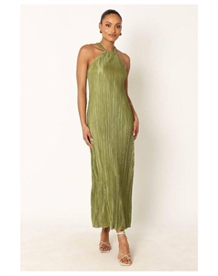 Женское платье макси с плиссированной бретелькой Melody, зеленый Petal & pup