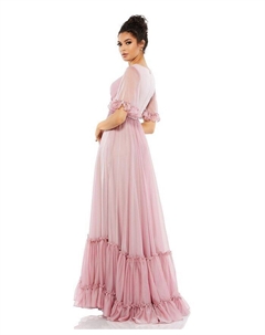 Женское струящееся платье с рукавами-бабочками и оборками и запахом-бабочкой, розовый Mac duggal