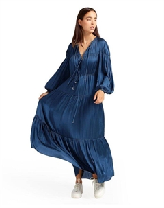 Женское многоуровневое платье макси с сиденьем у окна, синий Belle & bloom