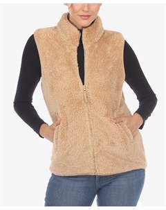 Женский жилет из шерпы на молнии, тан/бежевый White mark
