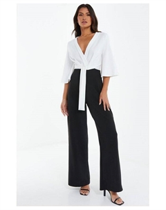 Женский двухцветный комбинезон из крепа с аквалангом, черный Quiz