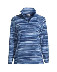 Флисовый пуловер с молнией в четверть размера больших размеров, цвет Evening blue/navy space dye Lands' end