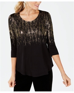 Топ-туника с рукавом 3/4 с принтом, золото Jm collection