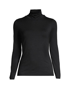 Женская легкая водолазка с длинными рукавами для миниатюрных размеров, черный Lands' end