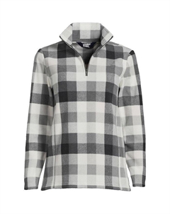 Женский флисовый пуловер с молнией в четверть размера для миниатюрных размеров, серый Lands' end