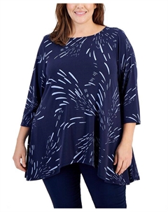 Свободный топ больших размеров, цвет Intrepid Blue Combo Jm collection