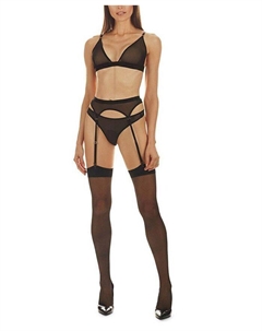 Женский комплект с подвязками Tiffany из трех предметов, черный Memoi