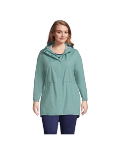 Женский водонепроницаемый складной плащ больших размеров с капюшоном Lands' end