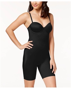 Боди до середины бедра без бретелек с чашечками, черный Spanx