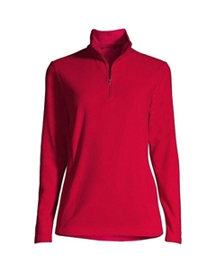 Женский флисовый пуловер с молнией в четверть размера для миниатюрных размеров, красный Lands' end