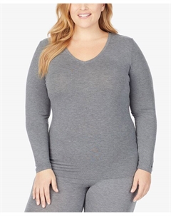 Мягкая одежда больших размеров и эластичный топ с v-образным вырезом, серый Cuddl duds