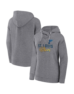 Женский пуловер с капюшоном цвета «серый Хизер» St. Louis Blues Script Favorite Fanatics