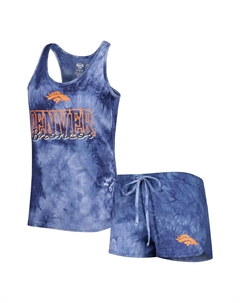 Женская темно-синяя майка Denver Broncos Billboard с круглым вырезом и шортами для сна, темно-синий Concepts sport