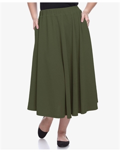 Юбка миди больших размеров с расклешенным тасмином White mark