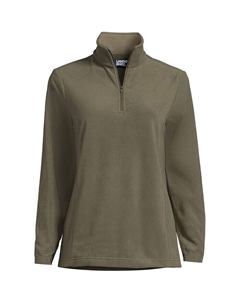 Флисовый пуловер с молнией в четверть размера больших размеров, зеленый Lands' end