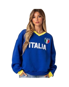 Женский свитшот оверсайз Италия, синий Edikted