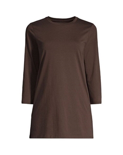 Хлопковая туника с круглым вырезом Supima с рукавами 3/4 для миниатюрного роста, коричневый Lands' end