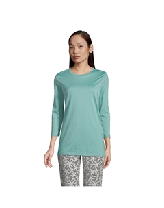 Женская хлопковая туника с круглым вырезом Supima с рукавом 3/4 Lands' end
