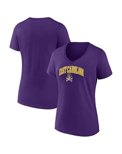 Женская фиолетовая футболка с v-образным вырезом и фирменным логотипом ECU Pirates Evergreen Campus Fanatics