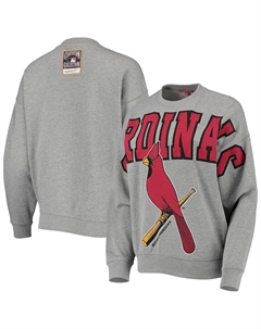 Женский легкий пуловер с логотипом серого цвета St. Louis Cardinals Cooperstown Collection Mitchell and ness