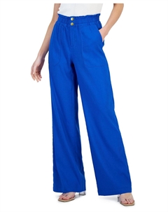 Женские льняные брюки с поясом в бумажном пакете, синий I.n.c. international concepts