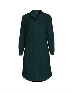 Женское вельветовое платье на пуговицах спереди Pinwale, зеленый Lands' end