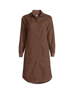 Женское вельветовое платье на пуговицах спереди Pinwale, коричневый Lands' end