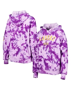 Женский фиолетовый пуловер с капюшоном Los Angeles Lakers из матового хлопка с принтом тай-дай New era