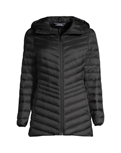 Женский сверхлегкий складной длинный пуховик больших размеров, черный Lands' end