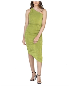 Женское облегающее платье со сборками на одно плечо, зеленый 24seven comfort apparel