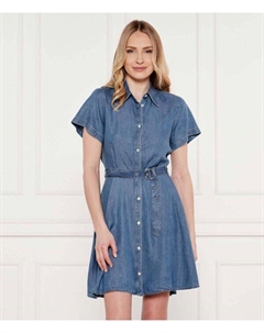 Платье джинсовое с разрезом, синий Hugo