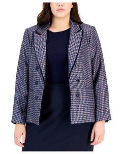 Двубортный пиджак больших размеров, мультиколор Tahari asl