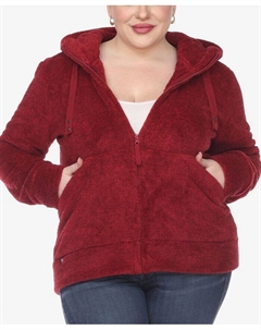 Куртка из шерпы больших размеров с капюшоном, красный White mark