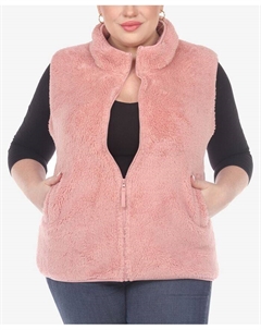 Женская куртка-жилет из шерпы на молнии больших размеров, розовый White mark
