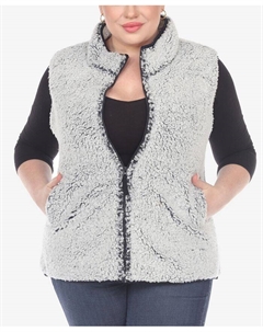 Женская куртка-жилет из шерпы на молнии больших размеров, серый White mark