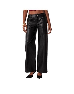 Женские брюки прямого кроя из искусственной кожи, черный Edikted