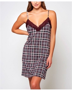 Женская уютная ночная рубашка в клетку из модала с элегантной кружевной отделкой, 1 шт., мультиколор Icollection