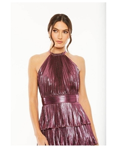 Женское плиссированное платье цвета металлик с рюшами Ieena Heat, розовый Mac duggal