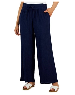 Широкие марлевые брюки, синий Jm collection