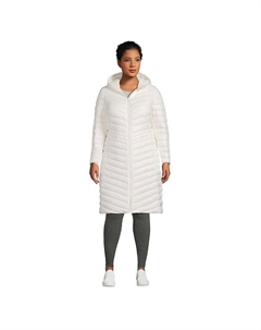 Женский сверхлегкий компактный пуховик больших размеров Wanderweight, слоновая кость/кремовый Lands' end