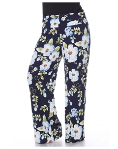 Широкие брюки палаццо больших размеров с цветочным принтом White mark