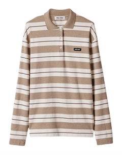 Полосатая рубашка-поло, нейтральный Miu miu