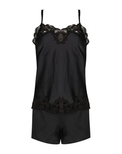 Атласная пижама Relaxed fit, черный Lauren ralph lauren