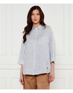 Льняная рубашка в кантор Loose fit, синий Weekend max mara
